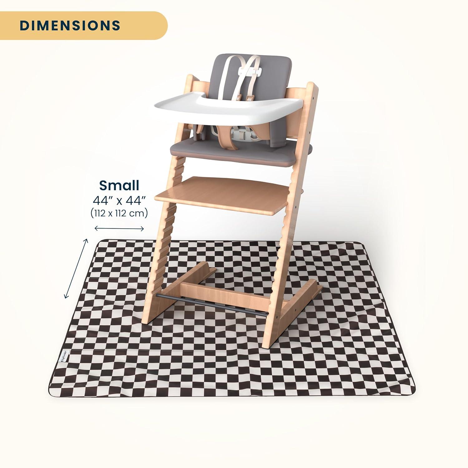 image:imageTiny Twinkle Splat Mat for Under High Chair or Table 44 x 44 Waterproof amp MessProof High Chair Mat for Baby Machine Washable for Mealtime or ArtBeige CheckersBlack Checkers