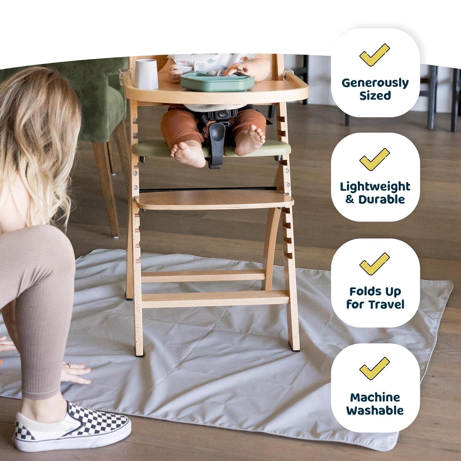image:imageTiny Twinkle Splat Mat for Under High Chair or Table 44 x 44 Waterproof amp MessProof High Chair Mat for Baby Machine Washable for Mealtime or ArtBeige CheckersBlack Checkers