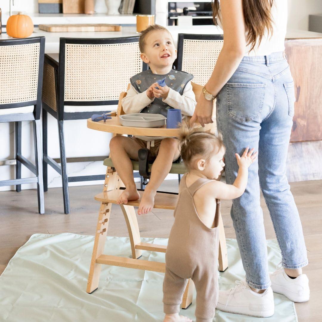 image:imageTiny Twinkle Splat Mat for Under High Chair or Table 44 x 44 Waterproof amp MessProof High Chair Mat for Baby Machine Washable for Mealtime or ArtBeige CheckersSage