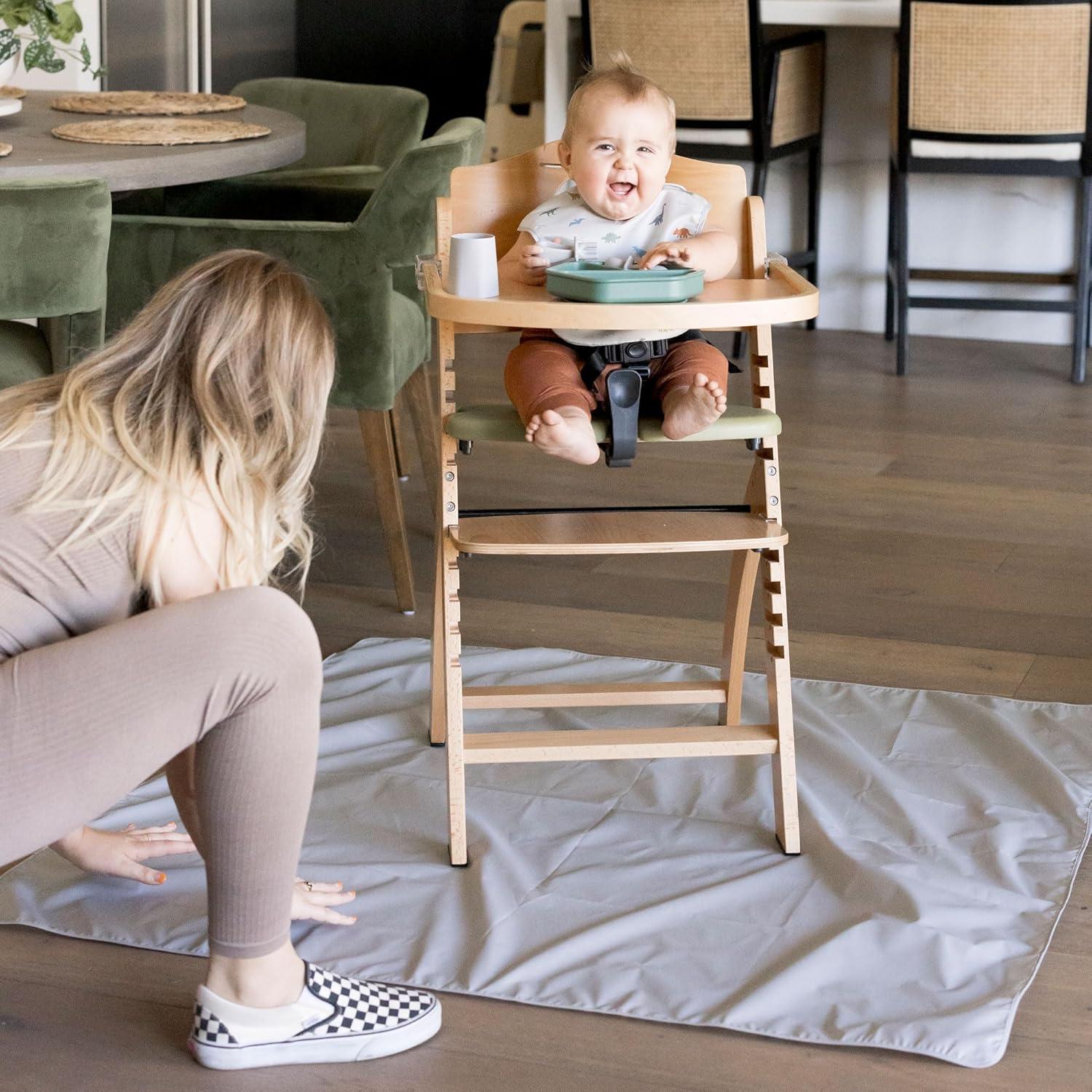 image:imageTiny Twinkle Splat Mat for Under High Chair or Table 44 x 44 Waterproof amp MessProof High Chair Mat for Baby Machine Washable for Mealtime or ArtBeige CheckersGray