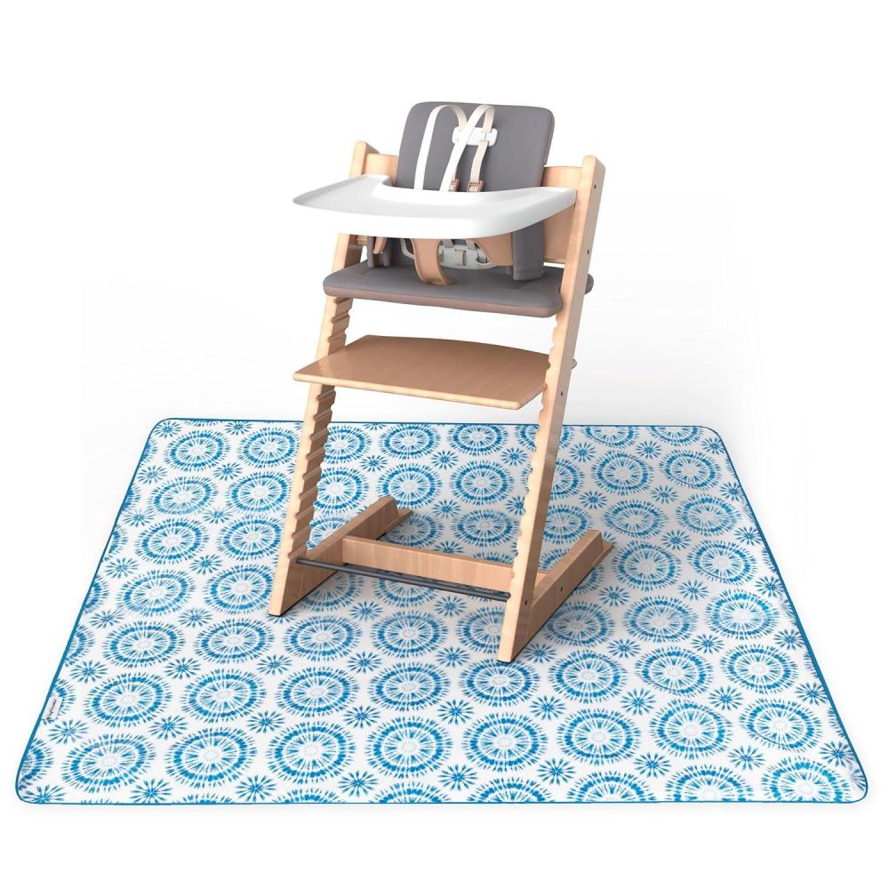 image:imageTiny Twinkle Splat Mat for Under High Chair or Table 44 x 44 Waterproof amp MessProof High Chair Mat for Baby Machine Washable for Mealtime or ArtBeige CheckersTie Dye