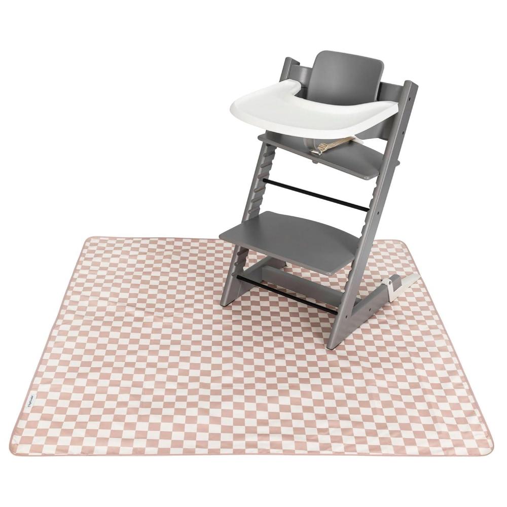 image:imageTiny Twinkle Splat Mat for Under High Chair or Table 44 x 44 Waterproof amp MessProof High Chair Mat for Baby Machine Washable for Mealtime or ArtBeige CheckersBrown Checkers