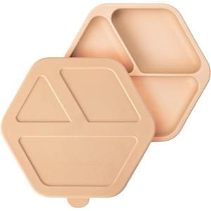 image:imageTiny Twinkle Silicone Suction Baby Plate Suction Grip Divided Dish for First Foods and SelfFeeding Toddlers Baby Led Weaning Supplies for Independent Eating Burgundy PlateSand Plate with Lid