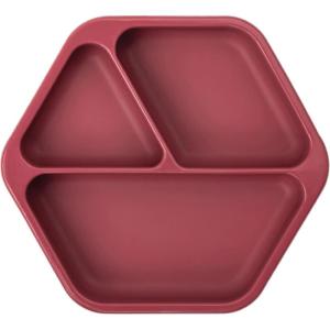 image:imageTiny Twinkle Silicone Suction Baby Plate Suction Grip Divided Dish for First Foods and SelfFeeding Toddlers Baby Led Weaning Supplies for Independent Eating Burgundy PlateBurgundy Plate