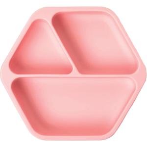 image:imageTiny Twinkle Silicone Suction Baby Plate Suction Grip Divided Dish for First Foods and SelfFeeding Toddlers Baby Led Weaning Supplies for Independent Eating Burgundy PlateRose Plate