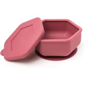 image:imageTiny Twinkle Silicone Suction Bowl with Lid for Baby and Toddler  100 Silicone  BPA Free  Microwave Safe  Suction Bowls For Baby Snack Containers For Toddlers CoralBurgundy