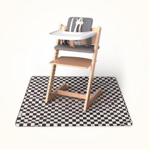 image:imageTiny Twinkle Splat Mat for Under High Chair or Table  44 x 44 Waterproof amp MessProof High Chair Mat for Baby Machine Washable for Mealtime or ArtBeige CheckersBlack Checkers