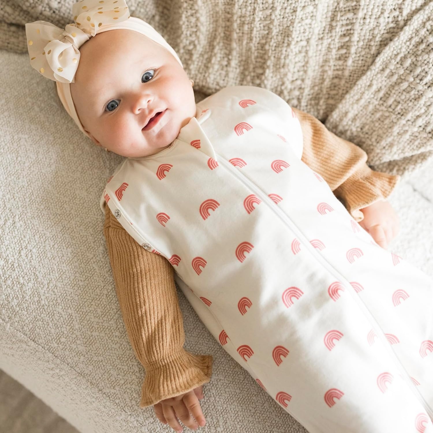 image:imageTiny Twinkle Baby Sleep Sack 612 Months 10 TOG Cotton amp Elastane Wearable Blanket Swaddle Transition MicroFleece Machine Washable OrchidRainbows