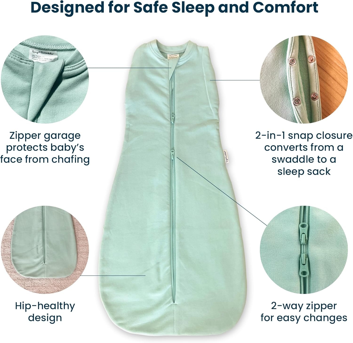 image:imageTiny Twinkle Baby Sleep Sack 612 Months 10 TOG Cotton amp Elastane Wearable Blanket Swaddle Transition MicroFleece Machine Washable OrchidSage Checkers