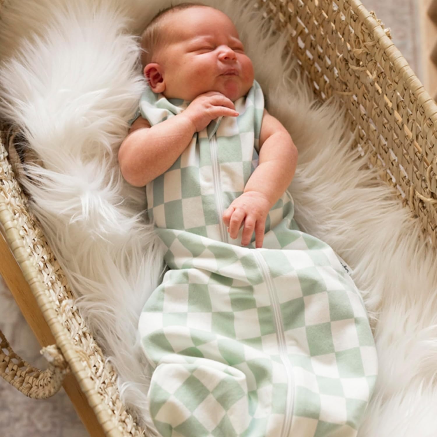 image:imageTiny Twinkle Baby Sleep Sack 612 Months 10 TOG Cotton amp Elastane Wearable Blanket Swaddle Transition MicroFleece Machine Washable OrchidSage Checkers