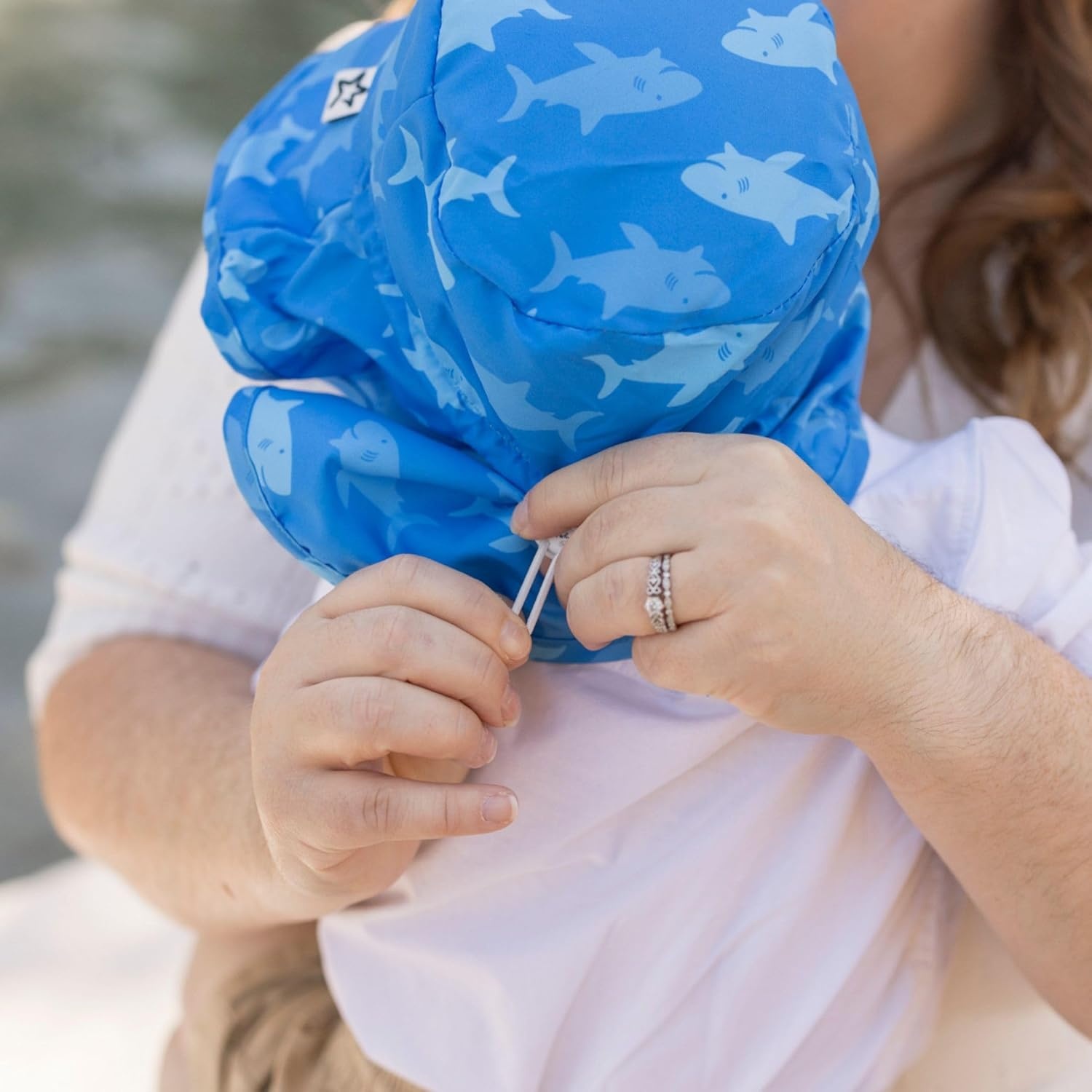 image:imageTiny Twinkle Protective Sun Hats with Flaps for Babies amp ToddlersLightweight QuickDry Hat for BeachampSwimHappy Sharks