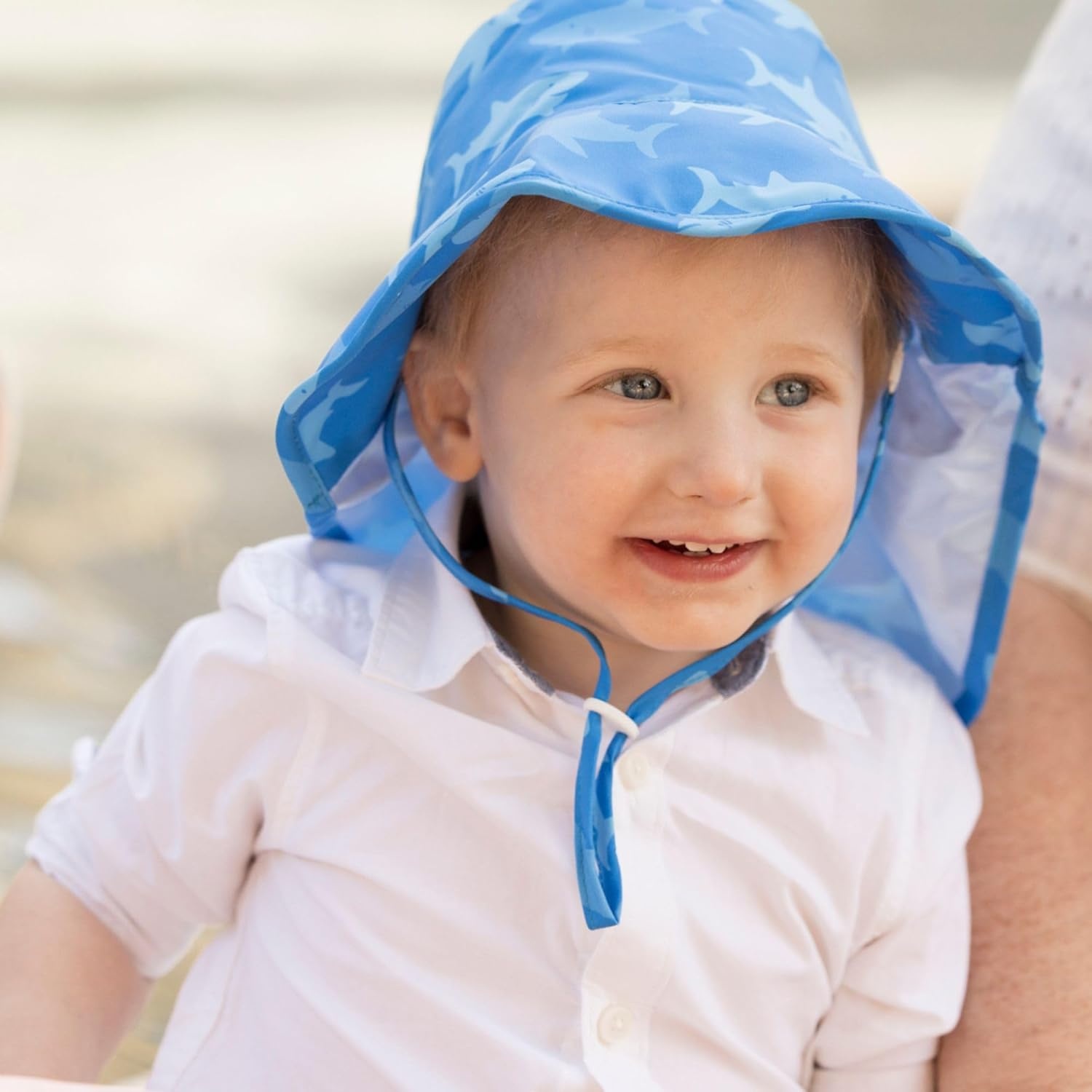 image:imageTiny Twinkle Protective Sun Hats with Flaps for Babies amp ToddlersLightweight QuickDry Hat for BeachampSwimHappy Sharks