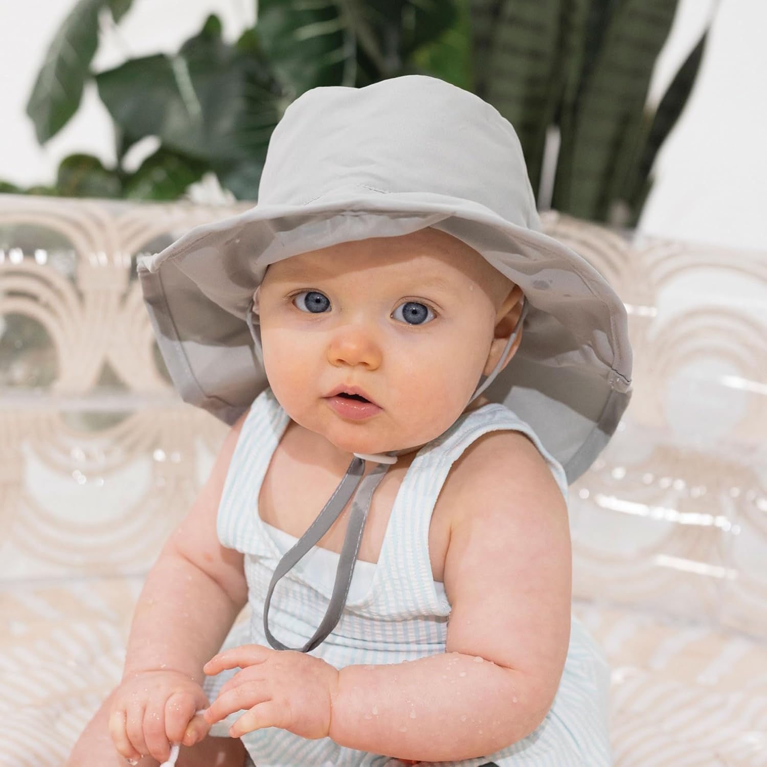 image:imageTiny Twinkle Sun Protection Baby Flap Hat with UPF 50 Sun Protection for Baby and Toddler Boys and Girls Gray