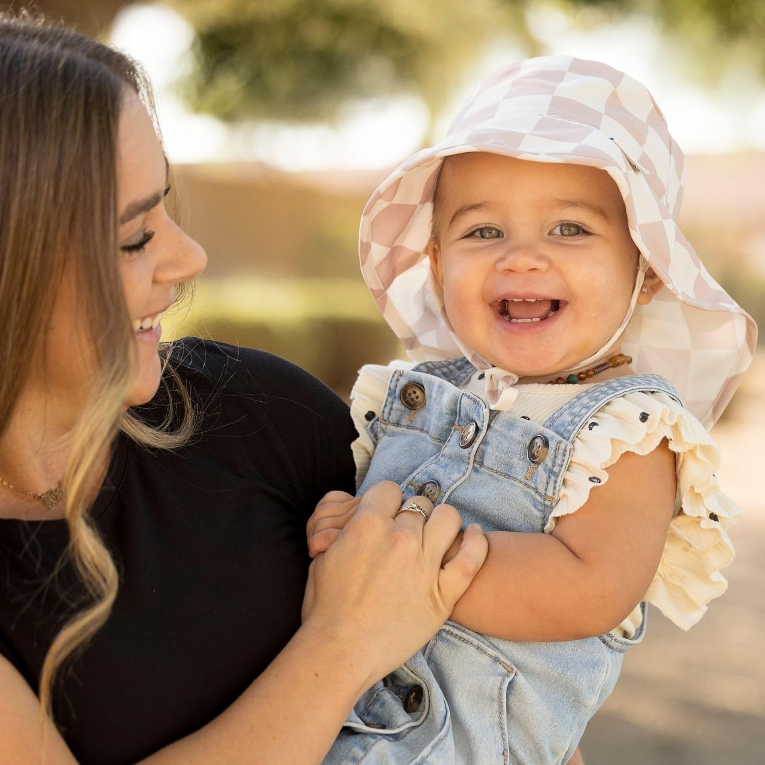 image:imageTiny Twinkle Sun Protection Baby Flap Hat with UPF 50 Sun Protection for Baby and Toddler Boys and GirlsBeige Checkers