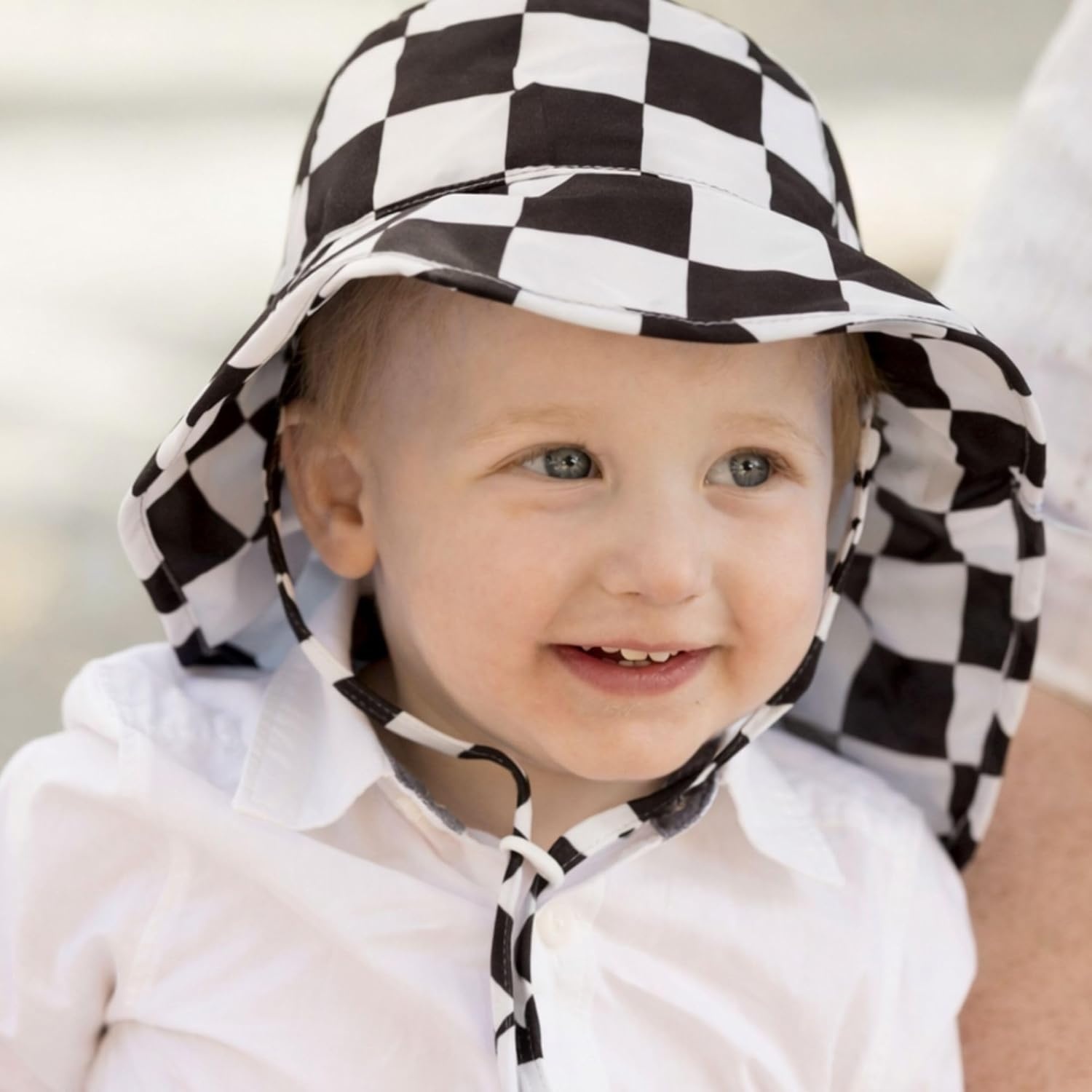 image:imageTiny Twinkle Sun Protection Baby Flap Hat with UPF 50 Sun Protection for Baby and Toddler Boys and GirlsBlack Checkers