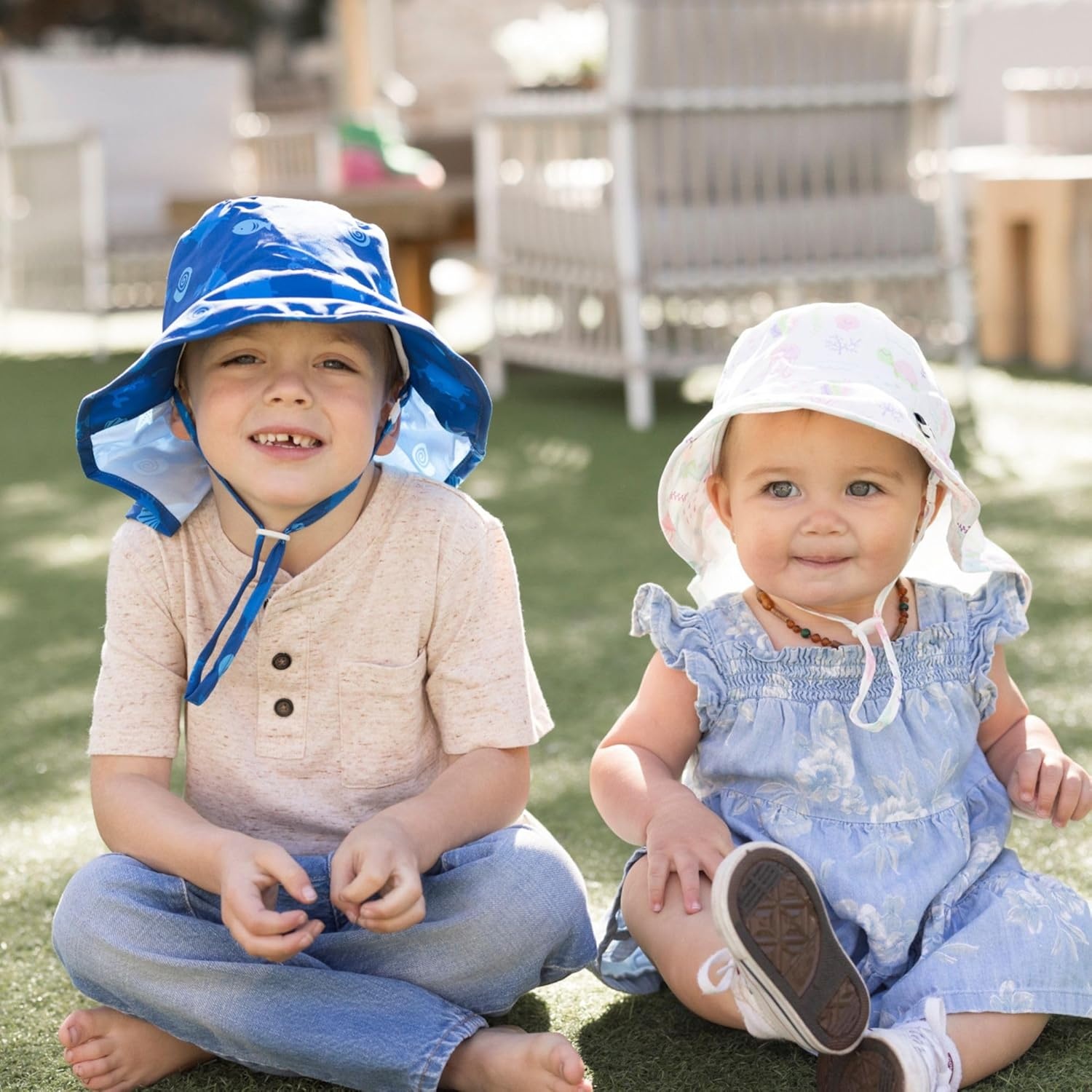 image:imageTiny Twinkle Sun Protection Baby Flap Hat with UPF 50 Sun Protection for Baby and Toddler Boys and GirlsBlue Crabs