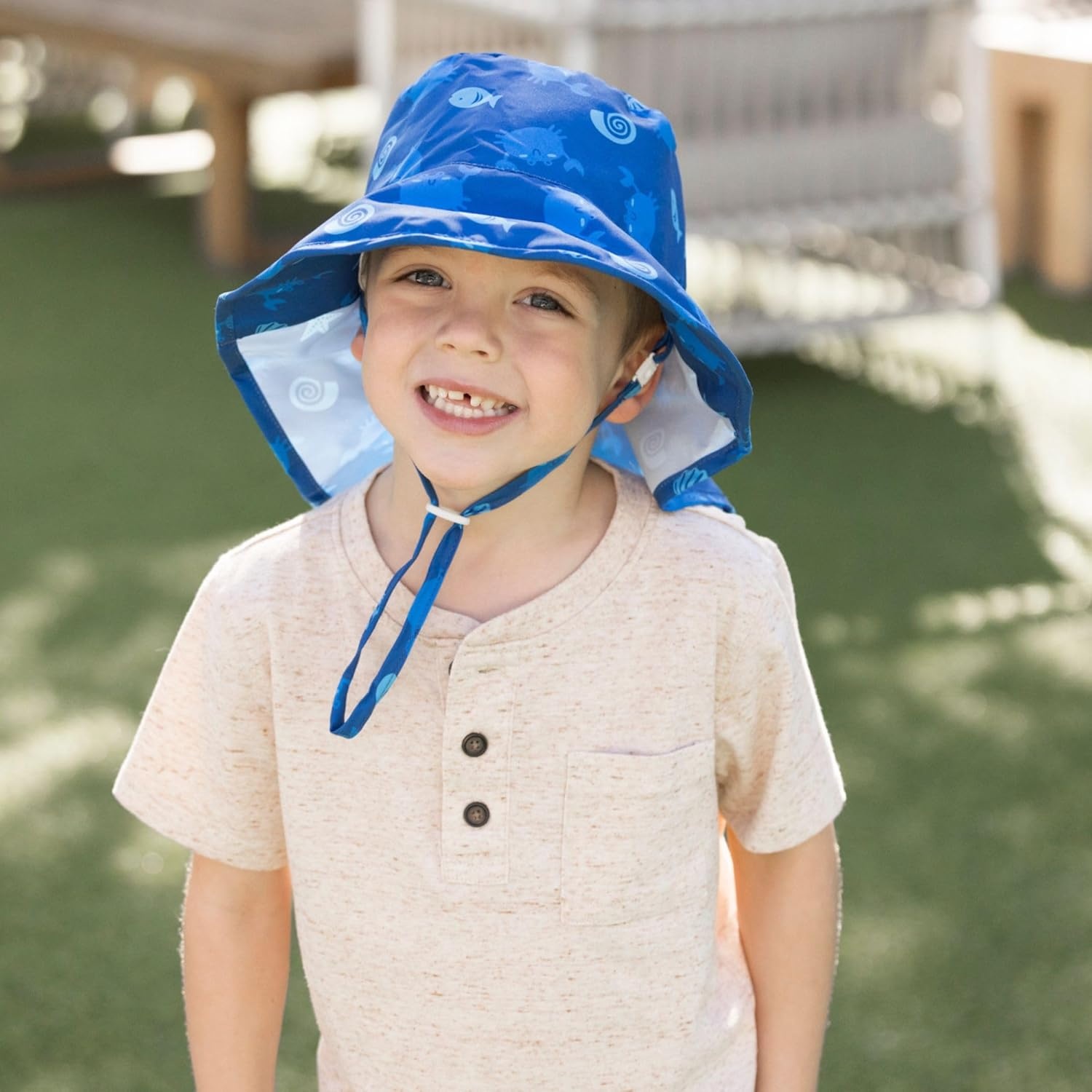 image:imageTiny Twinkle Sun Protection Baby Flap Hat with UPF 50 Sun Protection for Baby and Toddler Boys and GirlsBlue Crabs