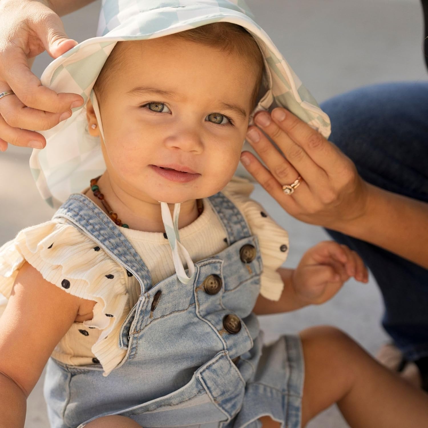 image:imageTiny Twinkle Sun Protection Baby Flap Hat with UPF 50 Sun Protection for Baby and Toddler Boys and GirlsSage Checkers