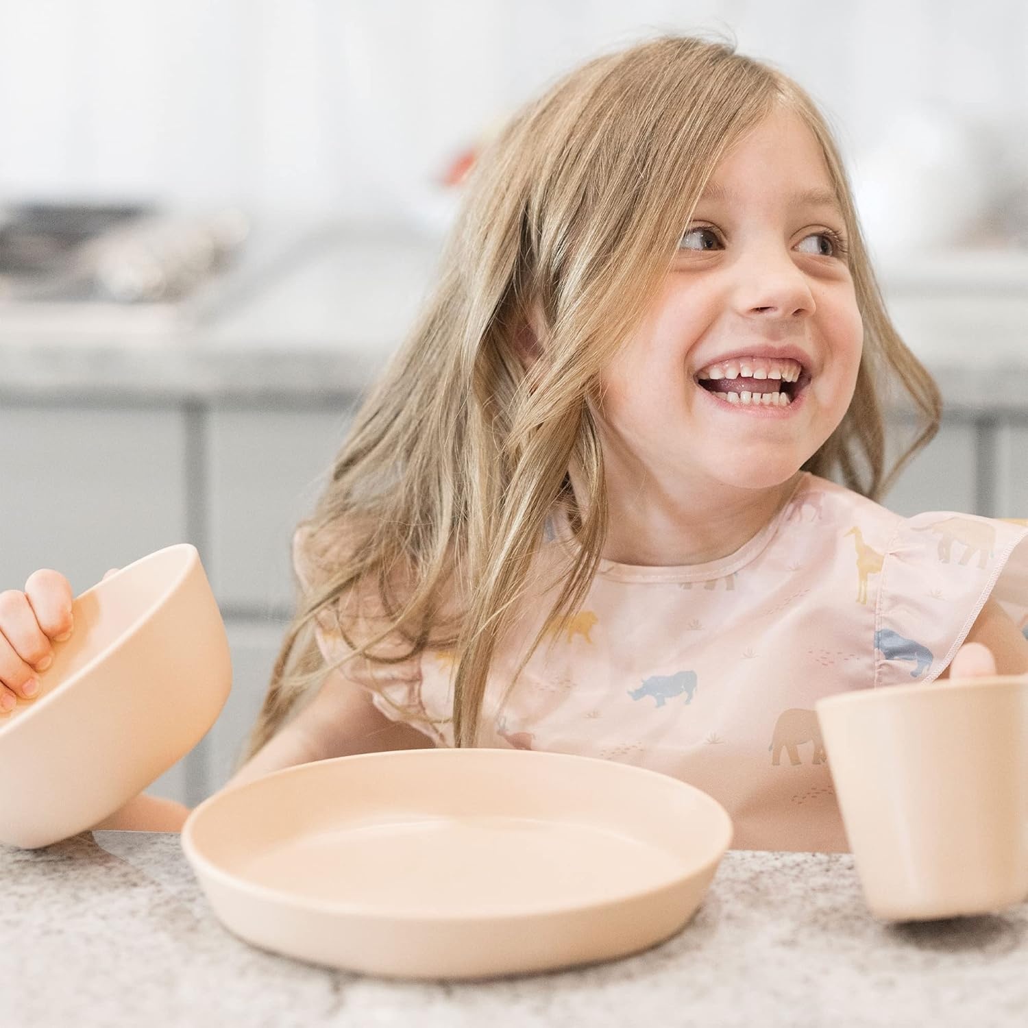 image:imageTiny Twinkle Tableware 3 Pack Dish Set BPAFree Cups Plates and Bowls Sets For Kids and Toddlers Polypropylene Plastic Dinnerware Set Sage Charcoal IceBlue PlateSand Cinnamon TaupePlate