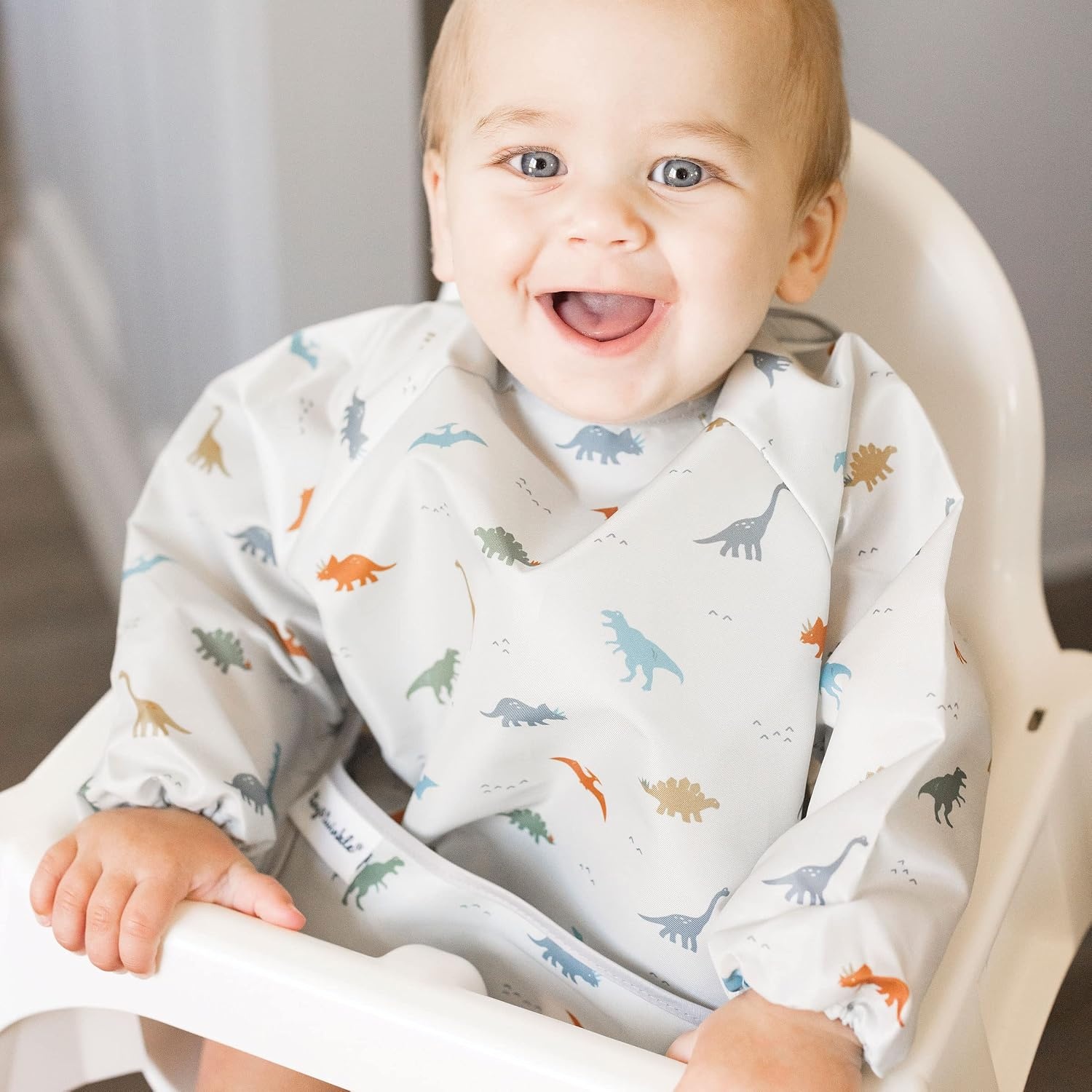 image:imageTiny Twinkle Long Sleeve Bib for Babies amp Toddlers Waterproof Smock Bib for Eating Machine Washable amp MessProof Feeding Essentials Newborn Shower Gift Santa 624MDinosaur
