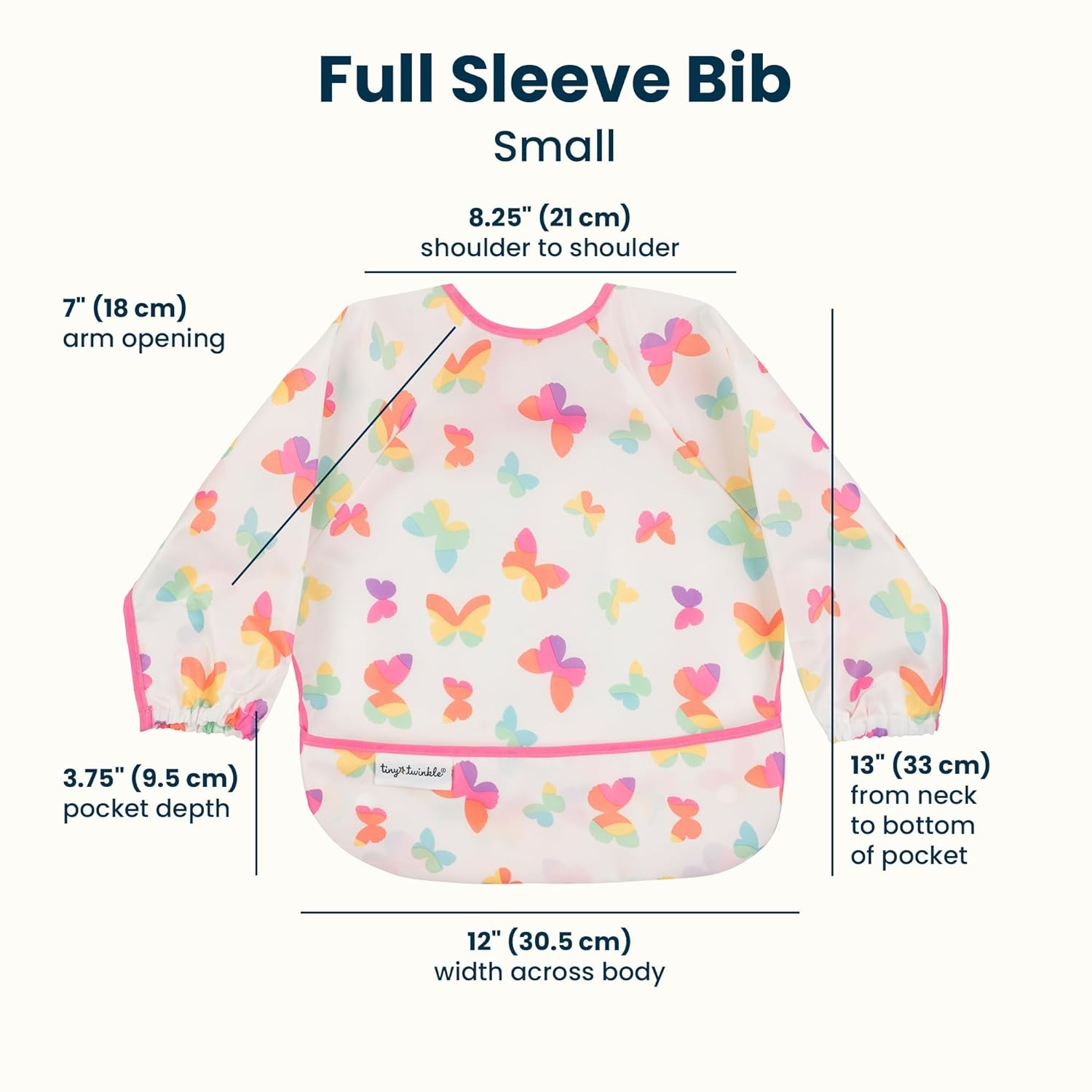 image:imageTiny Twinkle Long Sleeve Bib for Babies amp Toddlers Waterproof Smock Bib for Eating Machine Washable amp MessProof Feeding Essentials Newborn Shower Gift Santa 624MButterflies