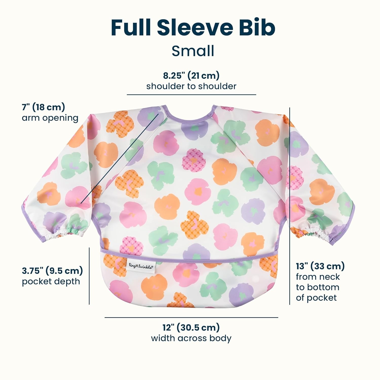 image:imageTiny Twinkle Long Sleeve Bib for Babies amp Toddlers Waterproof Smock Bib for Eating Machine Washable amp MessProof Feeding Essentials Newborn Shower Gift Santa 624MFloral Pop