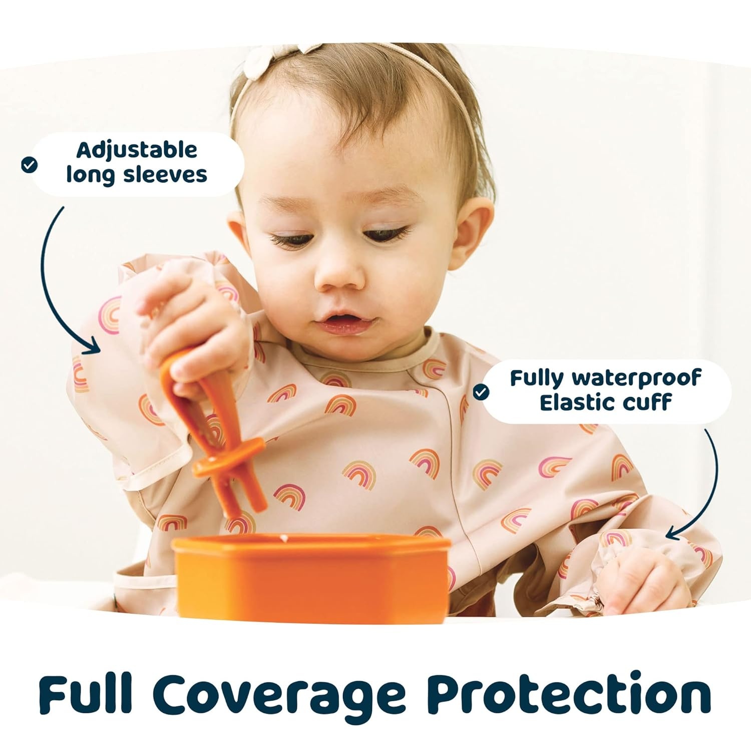 image:imageTiny Twinkle Long Sleeve Bib for Babies amp Toddlers Waterproof Smock Bib for Eating Machine Washable amp MessProof Feeding Essentials Newborn Shower Gift Santa 624MBoho Rainbow