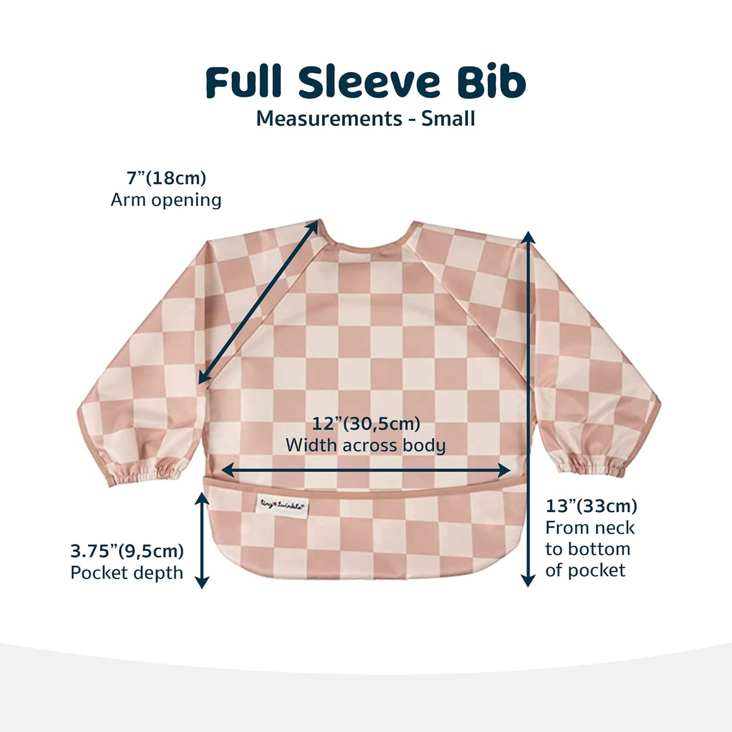 image:imageTiny Twinkle Long Sleeve Bib for Babies amp Toddlers Waterproof Smock Bib for Eating Machine Washable amp MessProof Feeding Essentials Newborn Shower Gift Santa 624MCheckers Brown