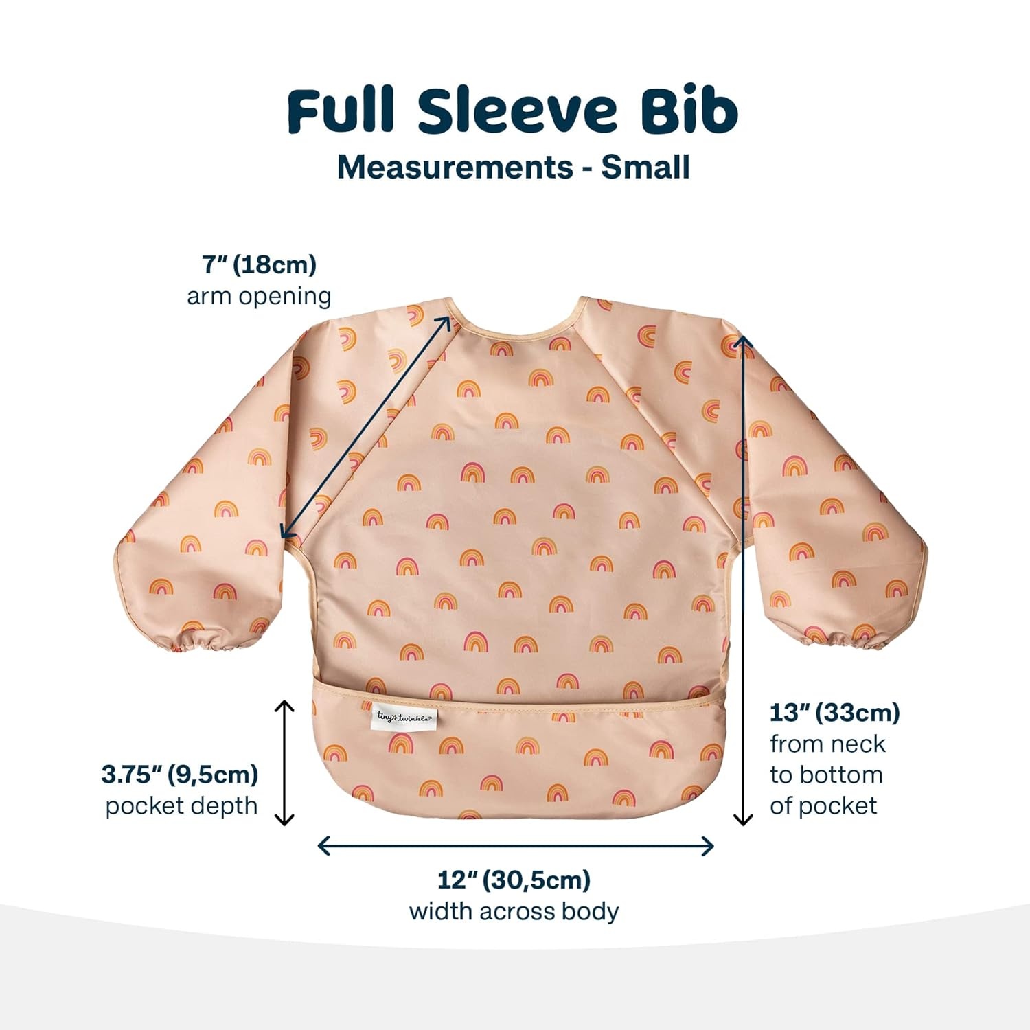 image:imageTiny Twinkle Long Sleeve Bib for Babies amp Toddlers Waterproof Smock Bib for Eating Machine Washable amp MessProof Feeding Essentials Newborn Shower Gift Santa 624MBoho Rainbow