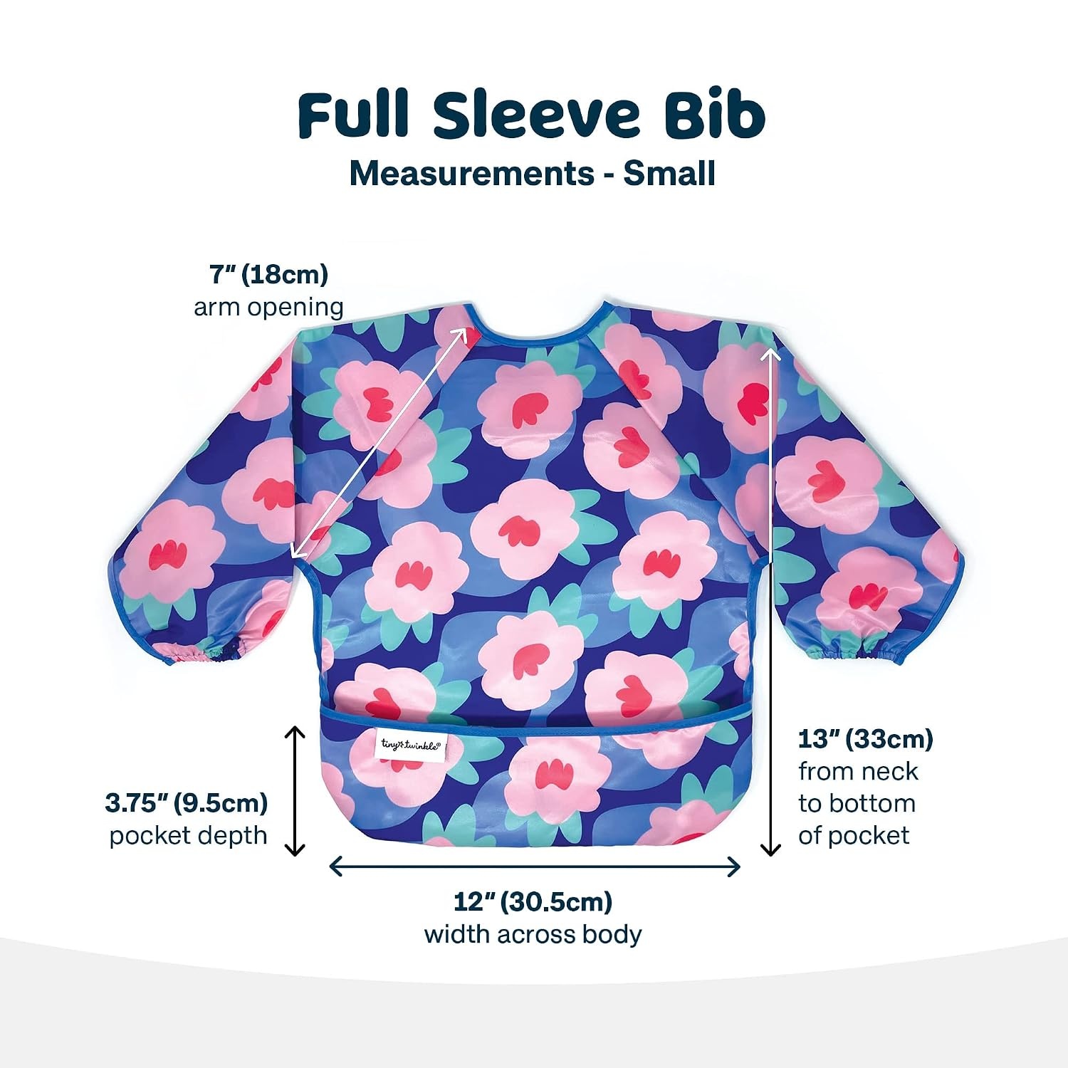 image:imageTiny Twinkle Long Sleeve Bib for Babies amp Toddlers Waterproof Smock Bib for Eating Machine Washable amp MessProof Feeding Essentials Newborn Shower Gift Santa 624MFloral Blue