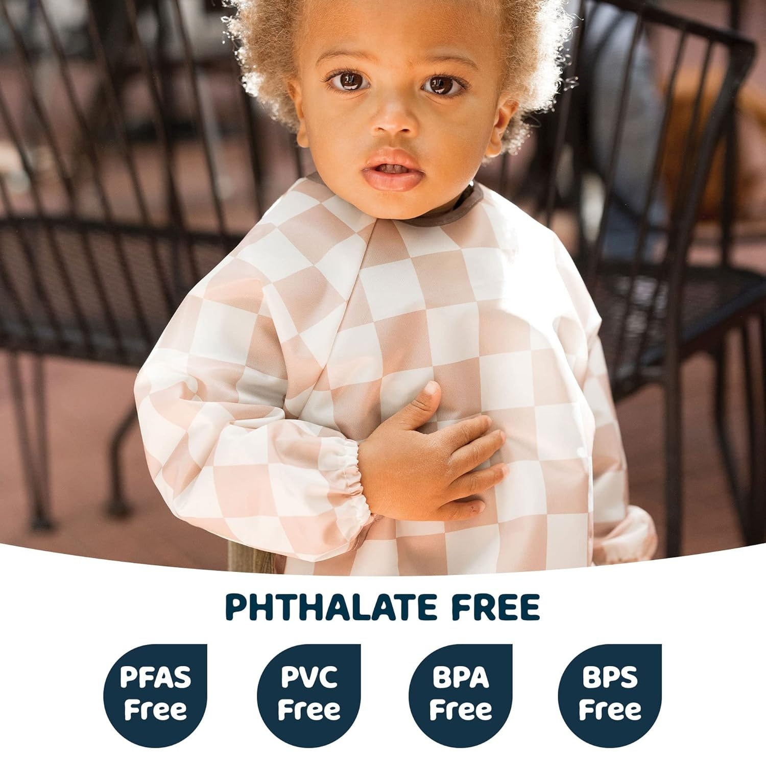 image:imageTiny Twinkle Long Sleeve Bib for Babies amp Toddlers Waterproof Smock Bib for Eating Machine Washable amp MessProof Feeding Essentials Newborn Shower Gift Santa 624MCheckers Brown