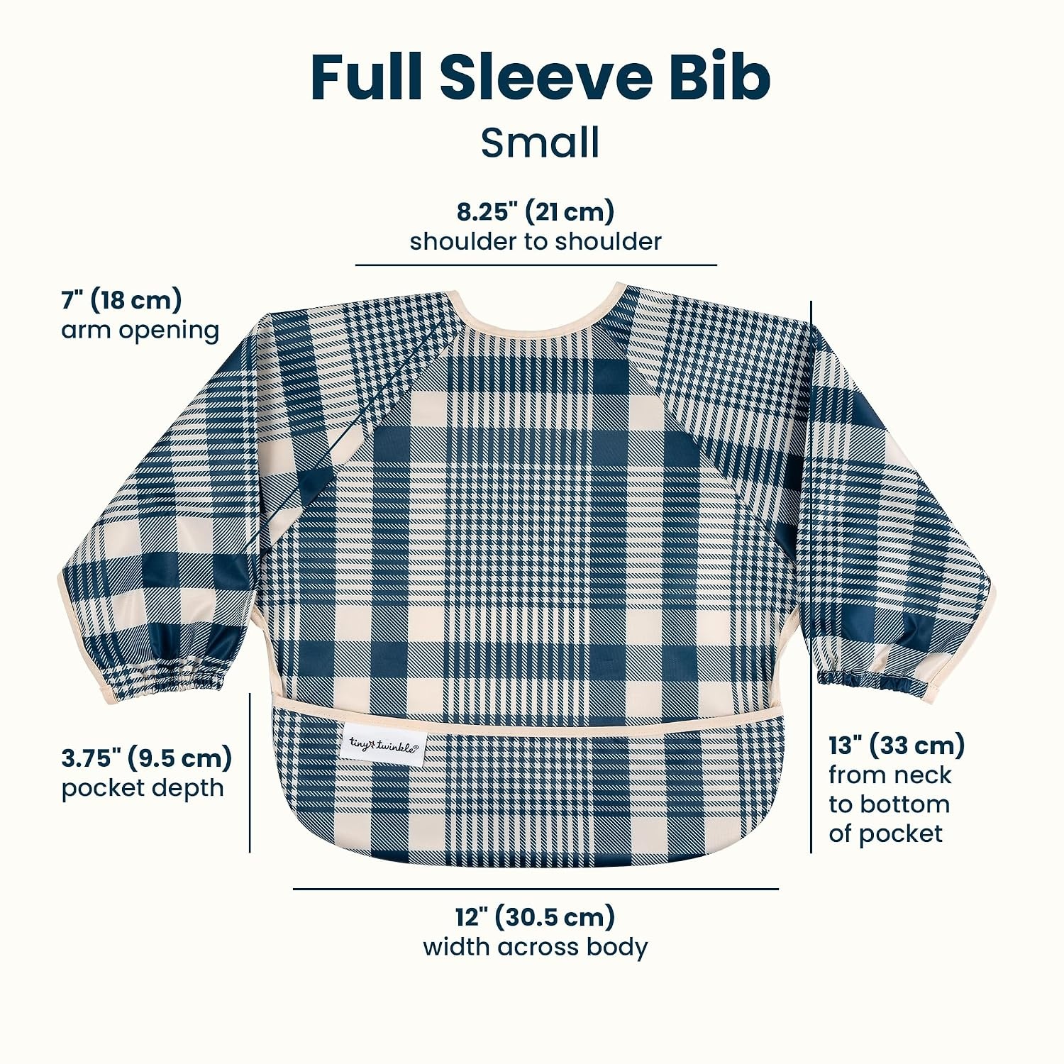 image:imageTiny Twinkle Long Sleeve Bib for Babies amp Toddlers Waterproof Smock Bib for Eating Machine Washable amp MessProof Feeding Essentials Newborn Shower Gift Santa 624MGingham