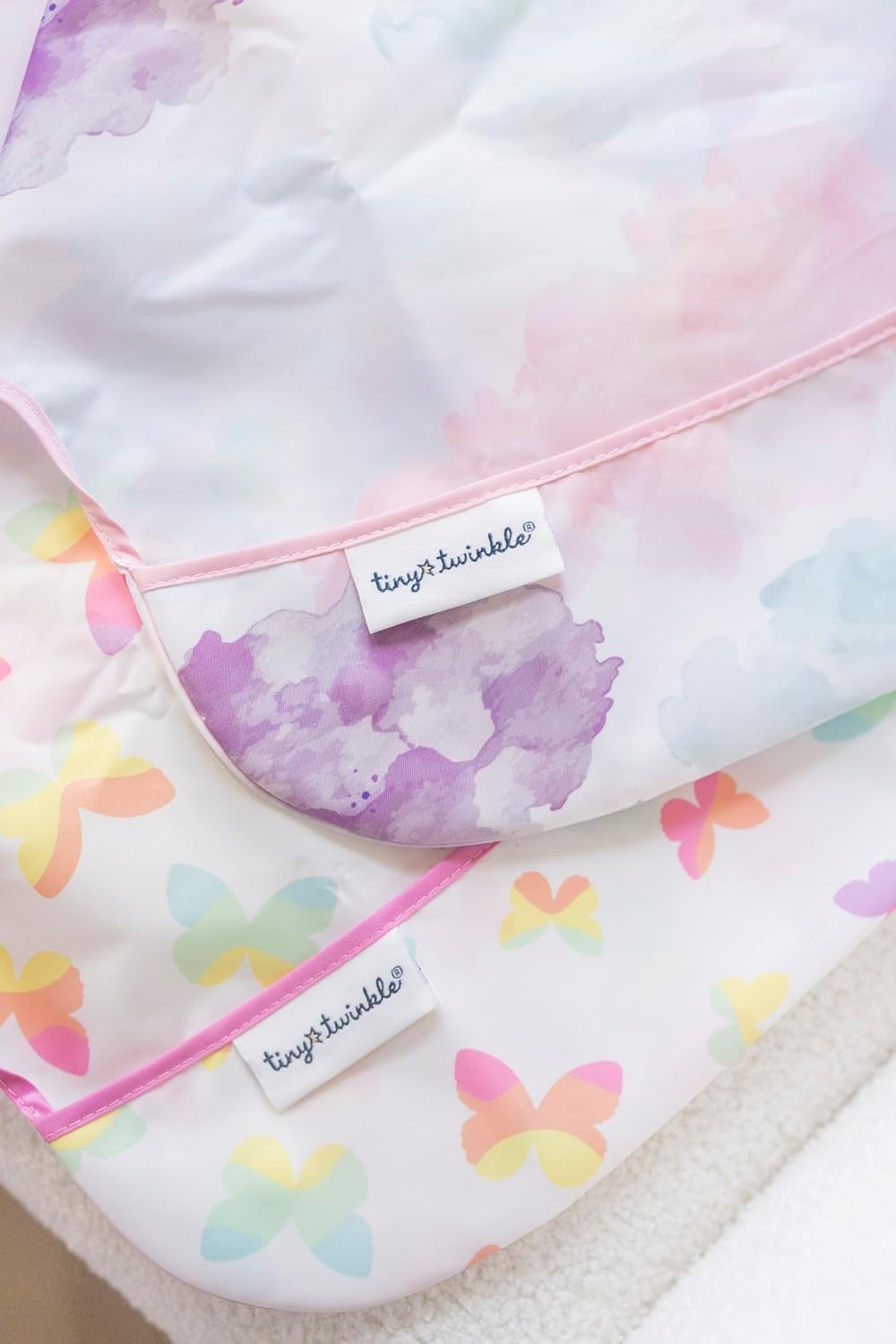 image:imageTiny Twinkle Long Sleeve Bib for Babies amp Toddlers Waterproof Smock Bib for Eating Machine Washable amp MessProof Feeding Essentials Newborn Shower Gift Santa 624MCotton Candy