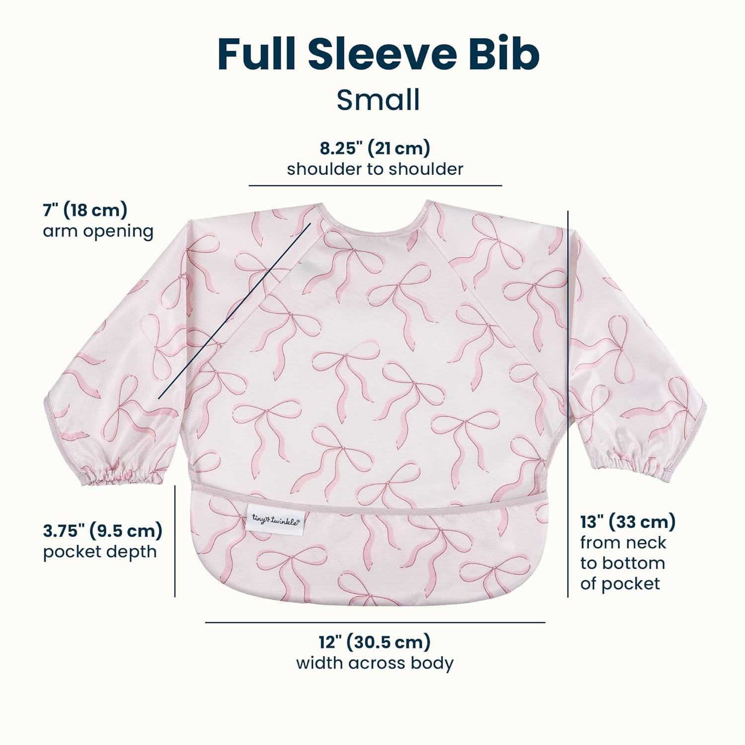 image:imageTiny Twinkle Long Sleeve Bib for Babies amp Toddlers Waterproof Smock Bib for Eating Machine Washable amp MessProof Feeding Essentials Newborn Shower Gift Santa 624MBows