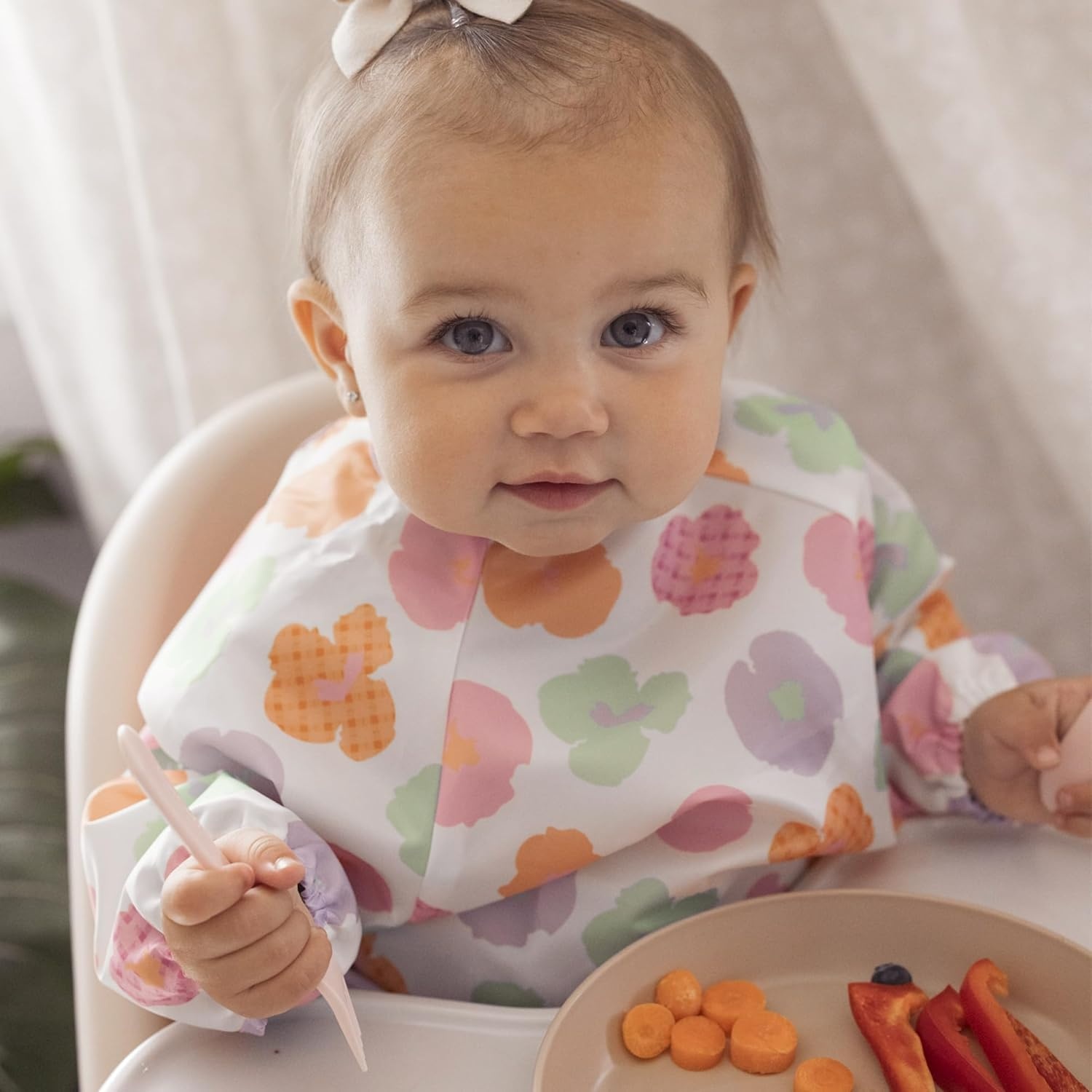 image:imageTiny Twinkle Long Sleeve Bib for Babies amp Toddlers Waterproof Smock Bib for Eating Machine Washable amp MessProof Feeding Essentials Newborn Shower Gift Santa 624MFloral Pop