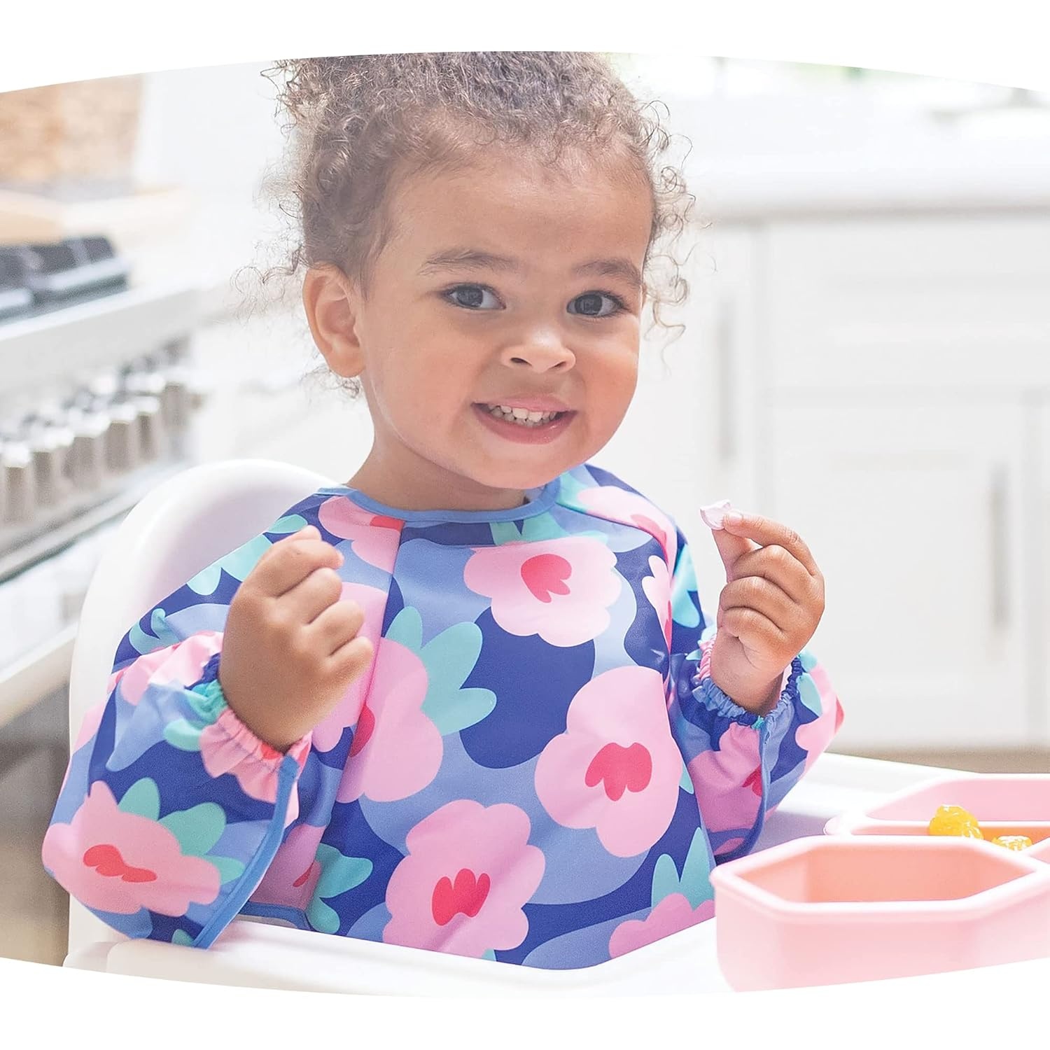 image:imageTiny Twinkle Long Sleeve Bib for Babies amp Toddlers Waterproof Smock Bib for Eating Machine Washable amp MessProof Feeding Essentials Newborn Shower Gift Santa 624MFloral Blue