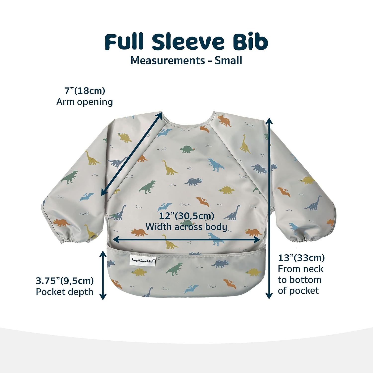 image:imageTiny Twinkle Long Sleeve Bib for Babies amp Toddlers Waterproof Smock Bib for Eating Machine Washable amp MessProof Feeding Essentials Newborn Shower Gift Santa 624MDinosaur