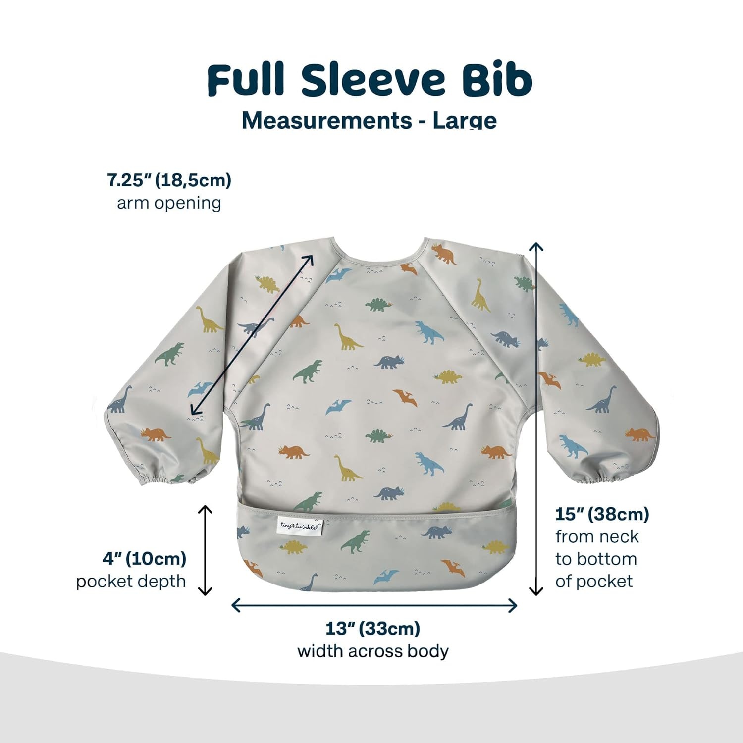 image:imageTiny Twinkle Long Sleeve Bib for Babies amp Toddlers Waterproof Smock Bib for Eating Machine Washable amp MessProof Feeding Essentials Newborn Shower Gift Santa 624MDinosaur