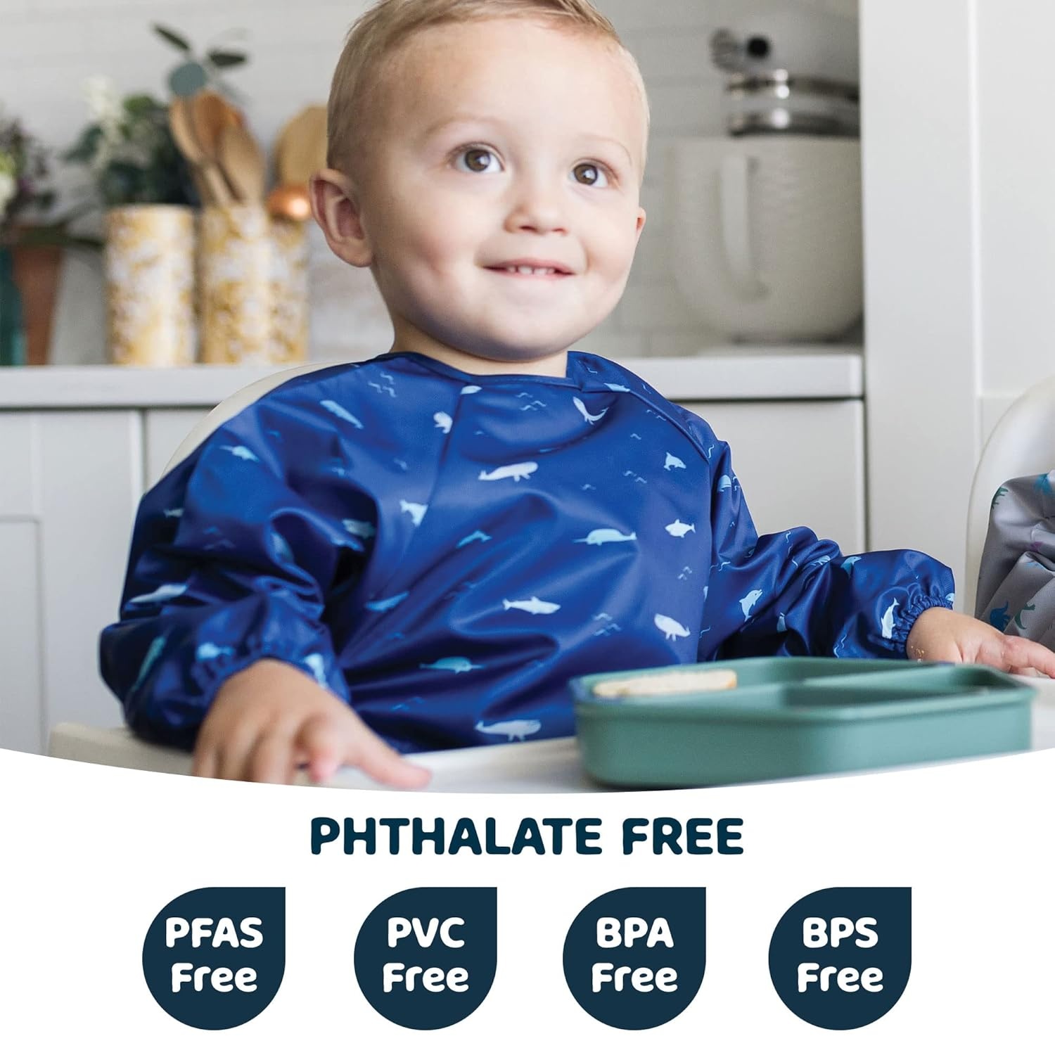 image:imageTiny Twinkle Long Sleeve Bib for Babies amp Toddlers Waterproof Smock Bib for Eating Machine Washable amp MessProof Feeding Essentials Newborn Shower Gift Santa 624MOcean Life