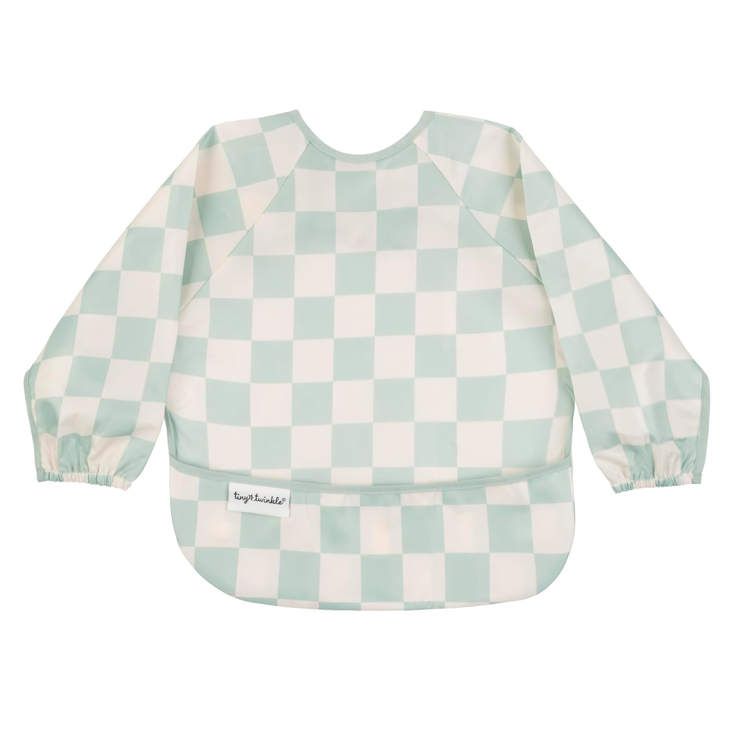 image:imageTiny Twinkle Long Sleeve Bib for Babies amp Toddlers Waterproof Smock Bib for Eating Machine Washable amp MessProof Feeding Essentials Newborn Shower Gift Santa 624MCheckers Sage