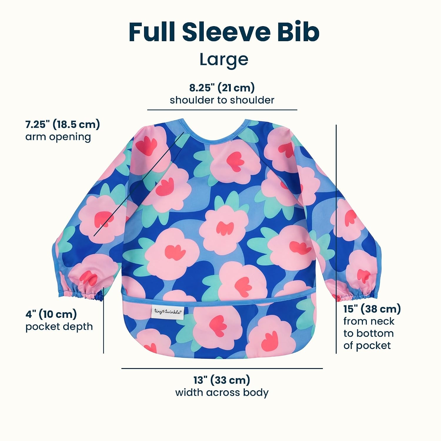 image:imageTiny Twinkle Long Sleeve Bib for Babies amp Toddlers Waterproof Smock Bib for Eating Machine Washable amp MessProof Feeding Essentials Newborn Shower Gift Santa 624MFloral Blue