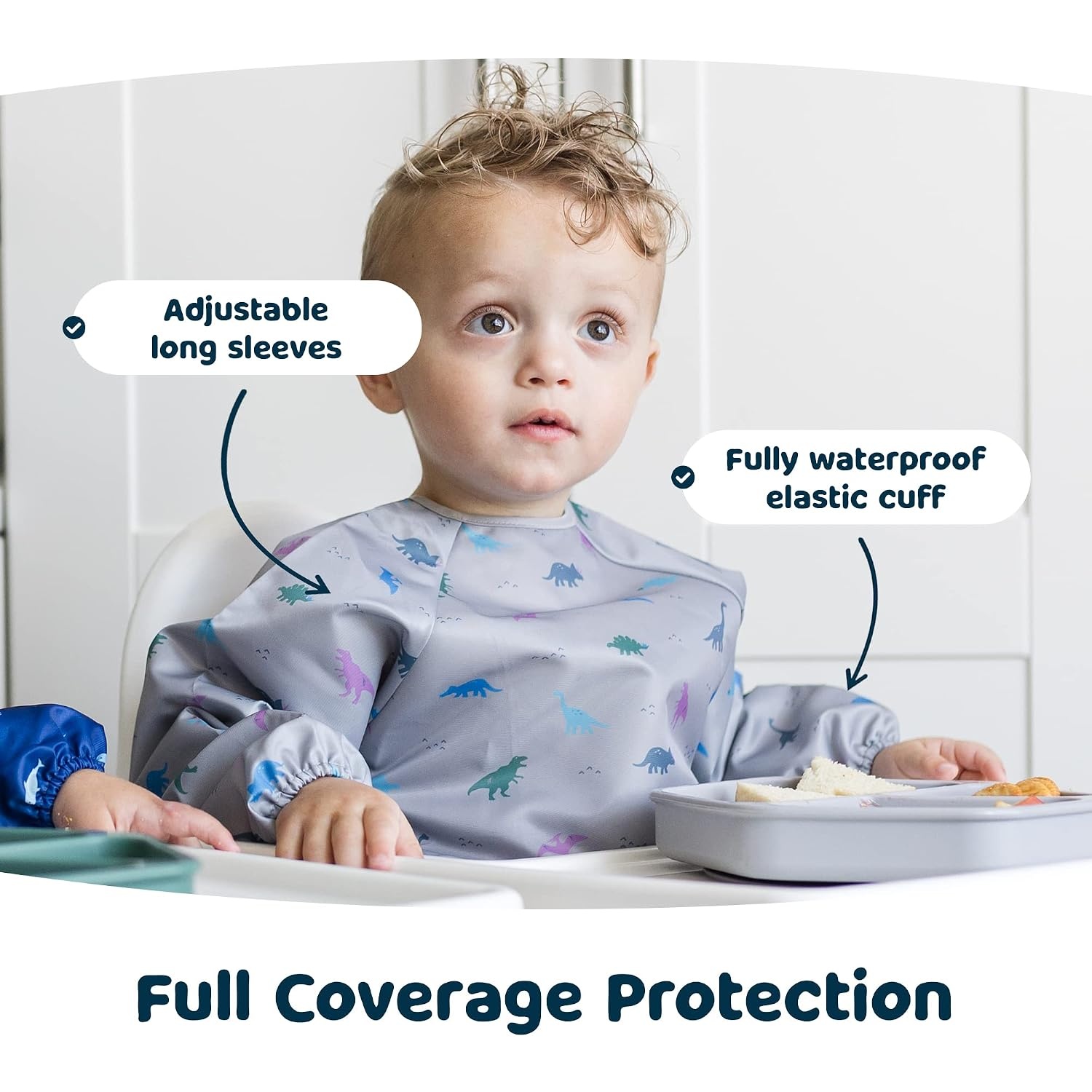 image:imageTiny Twinkle Long Sleeve Bib for Babies amp Toddlers Waterproof Smock Bib for Eating Machine Washable amp MessProof Feeding Essentials Newborn Shower Gift Santa 624MDinosaur