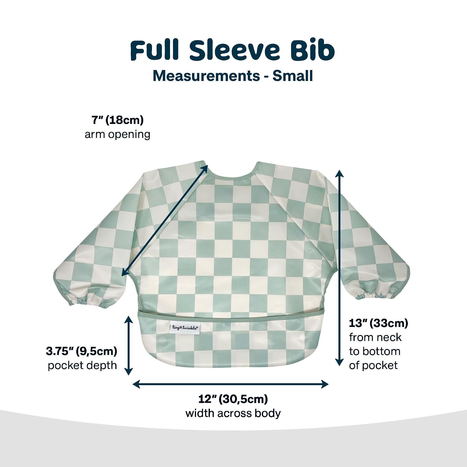 image:imageTiny Twinkle Long Sleeve Bib for Babies amp Toddlers Waterproof Smock Bib for Eating Machine Washable amp MessProof Feeding Essentials Newborn Shower Gift Santa 624MCheckers Sage
