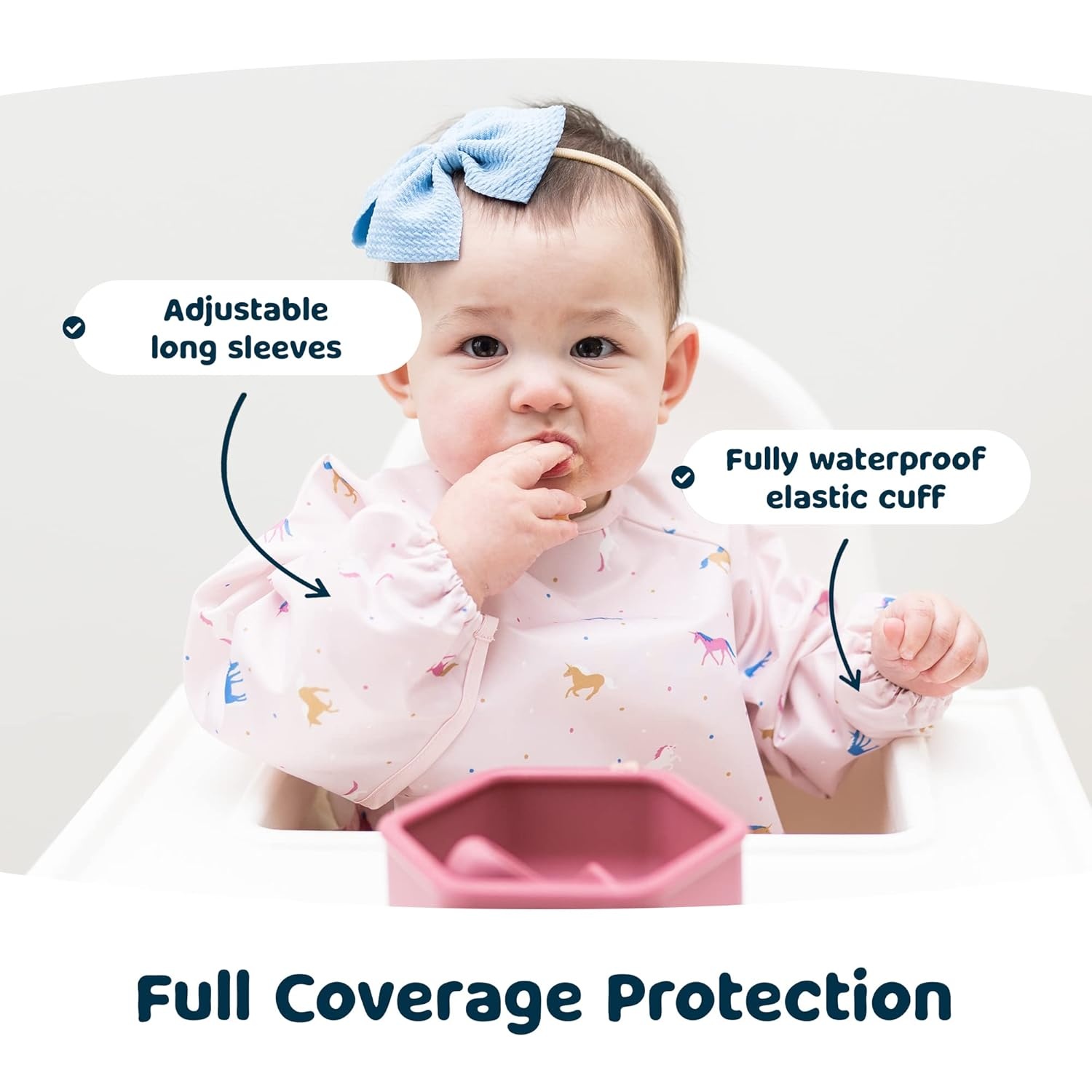 image:imageTiny Twinkle Long Sleeve Bib for Babies amp Toddlers Waterproof Smock Bib for Eating Machine Washable amp MessProof Feeding Essentials Newborn Shower Gift Santa 624MUnicorn Conf