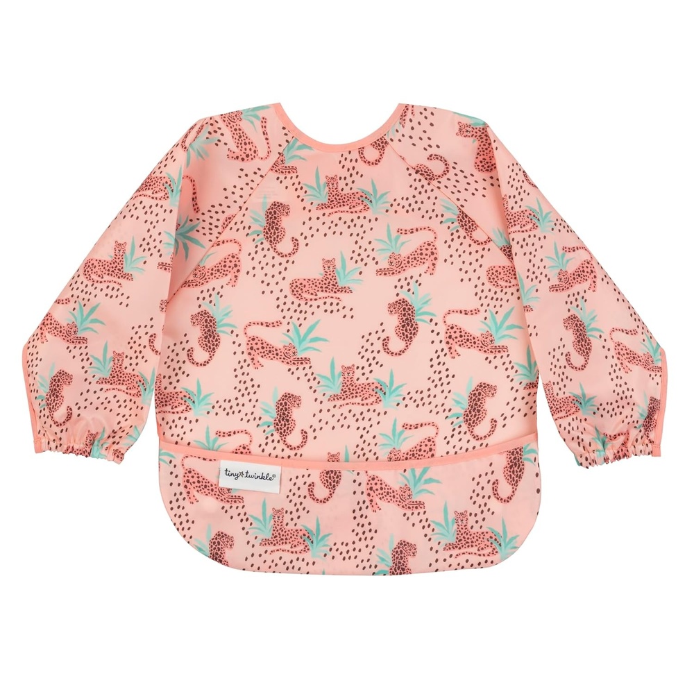 image:imageTiny Twinkle Long Sleeve Bib for Babies amp Toddlers Waterproof Smock Bib for Eating Machine Washable amp MessProof Feeding Essentials Newborn Shower Gift Santa 624MLeopard