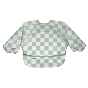 image:imageTiny Twinkle Long Sleeve Bib for Babies amp Toddlers  Waterproof Smock Bib for Eating  Machine Washable amp MessProof Feeding Essentials  Newborn Shower Gift Santa 624MCheckers Sage
